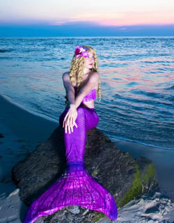 Costumed Mermaid Princess in Purple for Parties